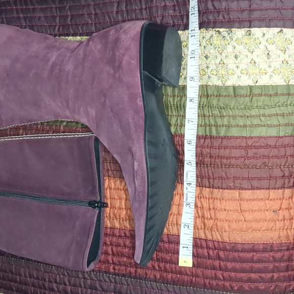 SILPA* vintage mauve suede leather tall side zip angled heel pointed toe boots - Picture 7 of 17